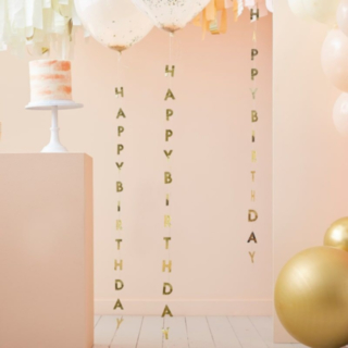Happy Birthday Ilmapallohännät Kulta