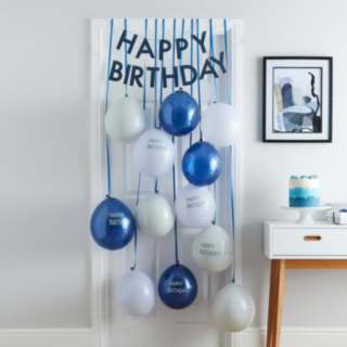 Happy Birthday -ovikoristepaketti sininen