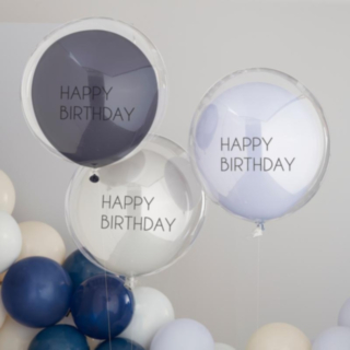 Siniset Happy Birthday -tuplailmapallot