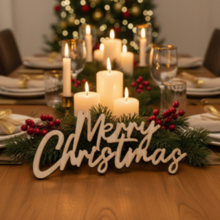 Merry Christmas puinen pöytäkoriste