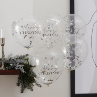 Merry Christmas hopeat konfetti-ilmapallot