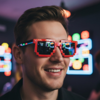 8-bittiset Pikselilasit Punainen/Peili