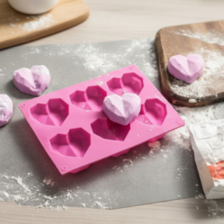 3D Sydän Cupcake Silikonimuotti