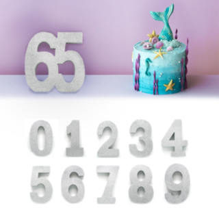 Pöytäkoriste Numerot Glitter Hopea