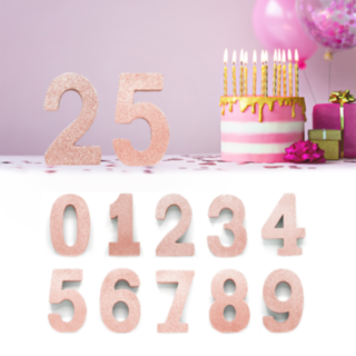 Pöytäkoriste Numerot Glitter Ruusukulta
