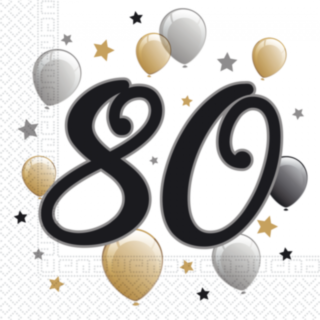 80-vuotisjuhlien servetit