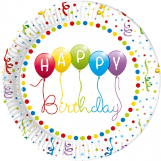 Happy Birthday Pahvilautaset Värikäs