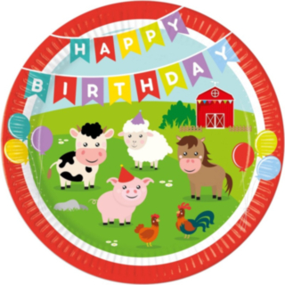 Maatila Happy Birthday Kertakäyttölautaset