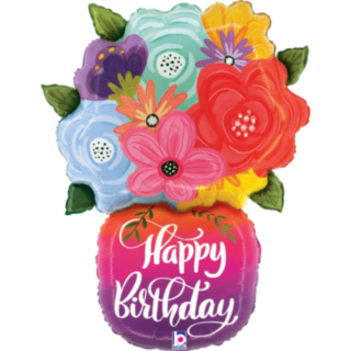 Kukkamaljakko Happy Birthday Folioilmapallo
