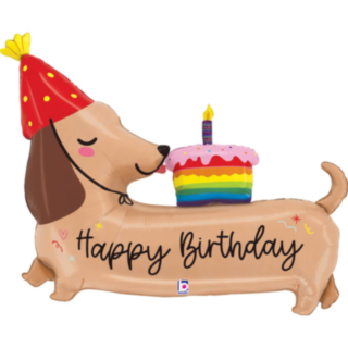 Mäyräkoira Happy Birthday Foliopallo