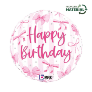 Happy Birthday Rusetti Foliopallo Vaaleanpunainen