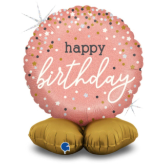 Happy Birthday Seisova Folioilmapallo Ruusukulta