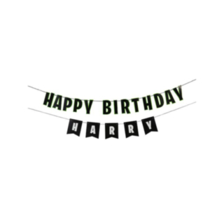 Happy Birthday Kirjainnauha Vihreä/Musta