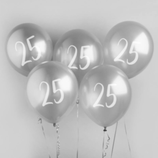 Hopeiset 25 Vuotis Ilmapallot