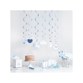 Babyshower-kierrekoristeet sininen