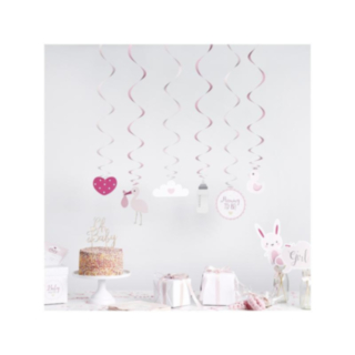 Babyshower-kierrekoristeet vaaleanpunainen