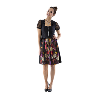 Dirndl Musta Kukkainen