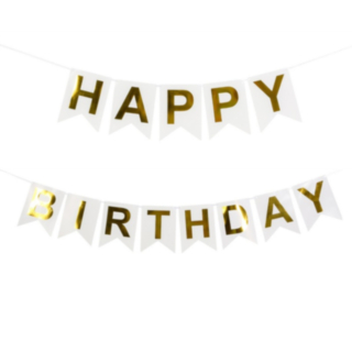 Happy Birthday Viirinauha Kulta/Valkoinen