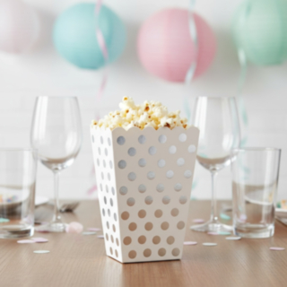 Popcornkippo Hopeiset Pilkut
