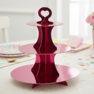 3 Kerroksinen Kakkuteline Pinkki
