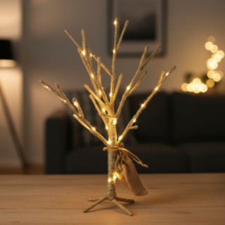 LED Juuttinen Joulukuusi Kulta