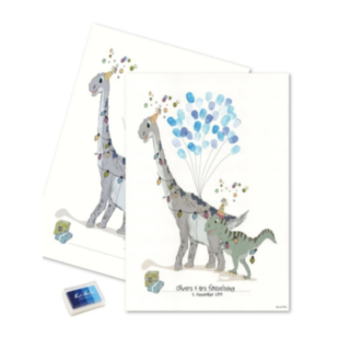 Dinosaurus sormenjälkitaulu sininen