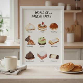 World Of Danish Cakes A4 Juliste