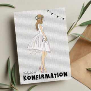Konfirmation Kutsukortit Tyttö
