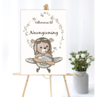 Navngivning Velkomstplakat Lyseblå