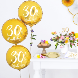Pyöreä 30th Birthday Foliopallo Kulta