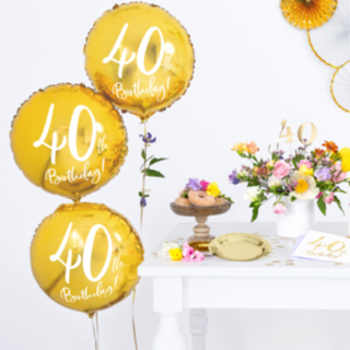 Pyöreä 40th Birthday Foliopallo Kulta