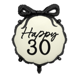 Happy 30 Folioilmapallo Musta/Valkoinen