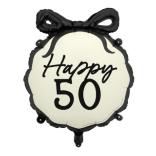 Happy 50 Folioilmapallo Musta/Valkoinen