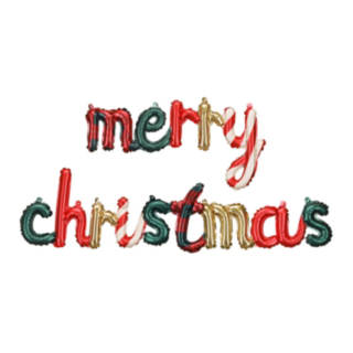Merry Christmas Folioilmapallo Punainen/Vihreä/Kulta