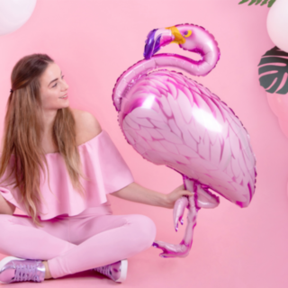 Vaaleanpunainen flamingo-foliopallo
