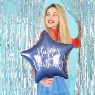 Happy Birthday Tähtifoliopallo Sininen