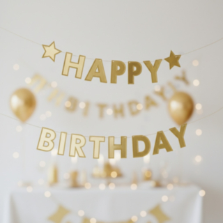 Happy Birthday Tähdet Koristenauha Kulta