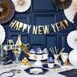 Happy New Year Kirjainnauha Kulta