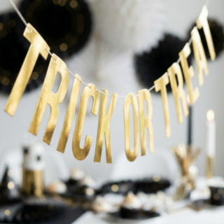 Kultainen Halloween Trick or Treat Kirjainnauha
