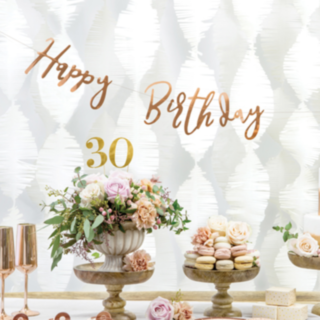 Happy Birthday Kirjainnauha Ruusukulta
