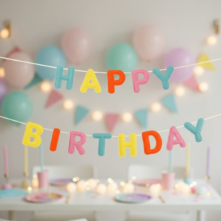 Huopa Happy Birthday Koristenauha Monivärinen