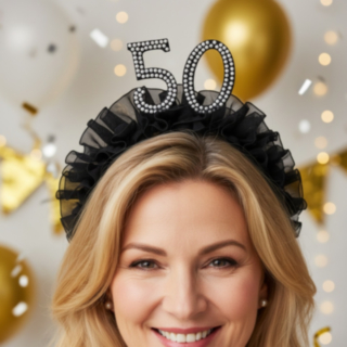50-Vuotiaan Helmihiuspanta Musta