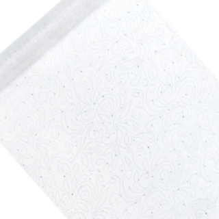 Kuviollinen Organza-kangasrulla Valkoinen