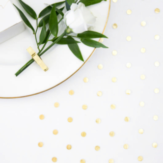 Kultapilkullinen Organza-kaitaliina Valkoinen