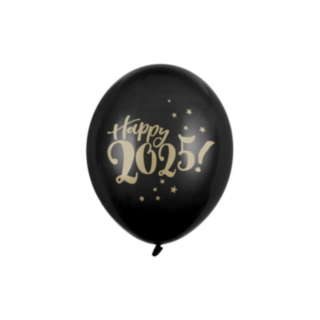 Happy 2025 Ilmapallot Musta/Kulta