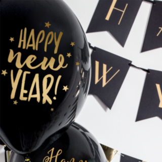 Happy New Year Ilmapallot Musta