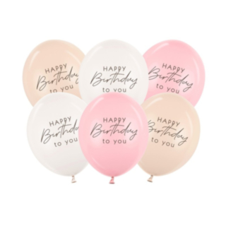 Happy Birthday Lateksipallot Vaaleanpunainen Mix