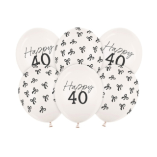 Happy 40 Syntymäpäivä Lateksipallot Off-White