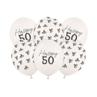 Happy 50 Syntymäpäivä Lateksipallot Off-White