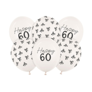 Happy 60 Syntymäpäivä Lateksipallot Off-White